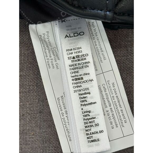 ALDO Black Quilted Gold Chain Tote | Chic Structured Shoulder Handbag - Picture 10 of 12